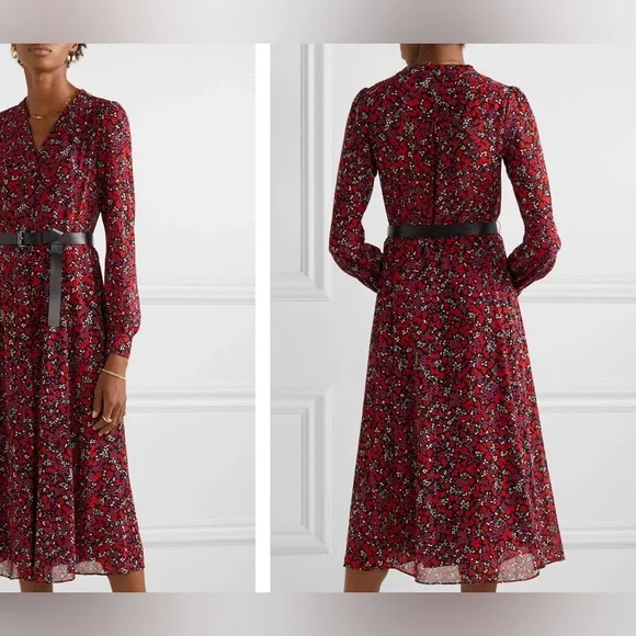 MICHAEL Michael Kors Red Floral Long-Sleeve Midi Dress - Picture 2 of 2